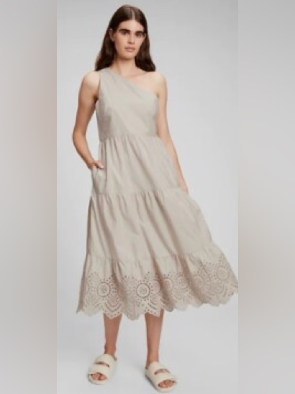 Gap One Shoulder Tiered Midi Dress NWT
